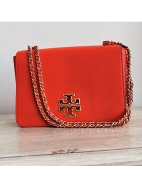 Tory Burch Orange Fleming Convertible Chain Shoulder Bag